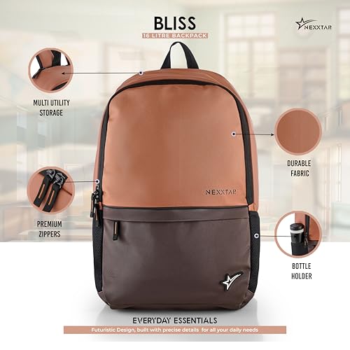 Image of Casual Backpack 16L Durable & Stylish Bag Multi-Utility Bliss Travel Backpack with Adjustable Padded Straps & Bottle Pockets Daily Use Bag for Collage, School (Grey & BGreen)