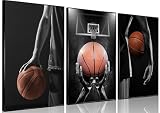 Basketball Posters Canvas Wall Art Set of 3 - Black and White Sports Decor for Mens Teen Boys Room Bedroom Dormitory Office Wall Decor (12x16 Inches) Unframed