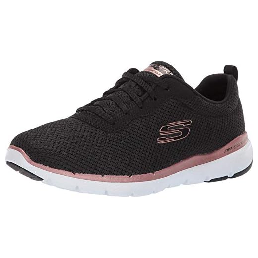 Skechers Flex Appeal 3.0-First Insight, Zapatillas para Mujer - Negro (Black Mesh/Rose Gold Trim Bkrg) - 39 EU