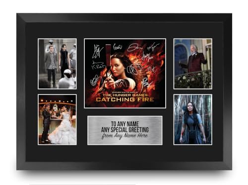 Image of HWC Trading Hunger Games 2 Catching Fire Personalised Gift - Signed Autograph Picture, Framed A3 Film Photo Display with Custom Name Message for Birthday Christmas Wedding