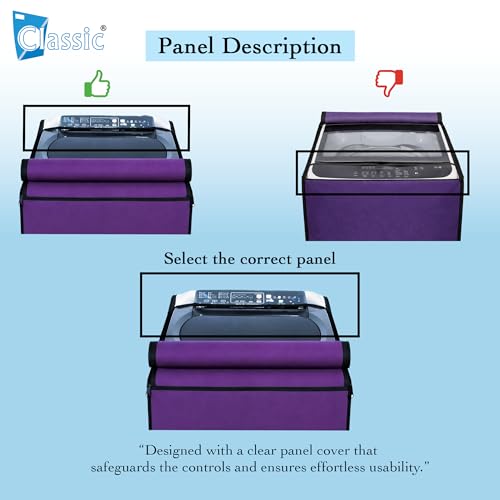 Image of Classic Top Load Washing Machine Cover Suitable For Whirlpool 360 / Stain Wash Back Panel 6 Kg, 6.5 Kg, 7 Kg, 7.5 Kg, Waterproof & Dustproof (58cmsX58cmsX97cms, Purple)