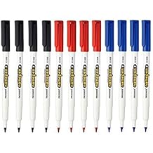Monami Name Pen F Medium Point Permanent Marker Oil-based Pen Red,blue,black Mixed Pack of 12 Markers ...