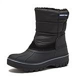 Lands' End Waterproof Kids Snow Boots - Insulated Warm Fleece Lined Winter Boots for Toddlers, Girls & Boys - Black, 4 Big Kid