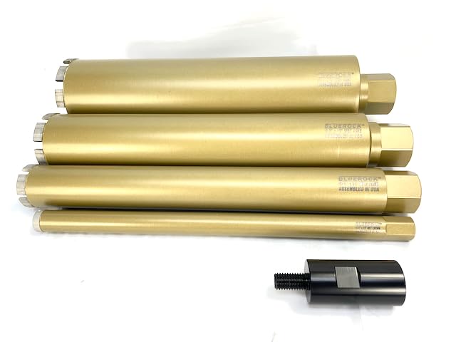 Ultra Premium 1" - 4" Diamond Wet Coring Bit Set by BLUEROCK for Concrete Rebar Asphalt Brick Rock Masonry Hole Barrel Coring