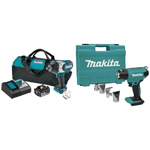 Image of Makita XWT19T 18V LXT Brushless 3-Speed 1 /2 inch Sq. Drive Impact Wrench Kit w /Detent Anvil with bonus XGH01ZK 18V LXT Heat Gun