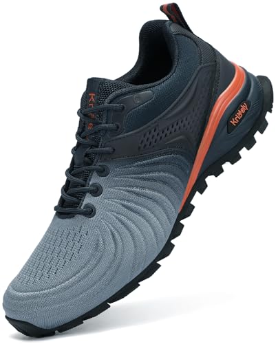 Kricely Traillaufschuhe Herren Laufschuhe Straßenlaufschuhe Sneaker Leicht Wanderschuhe Fitnessschuhe Trekkingschuhe （Marine Blau 43）