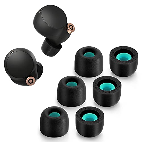 Memory Foam Tips for Sony WF-1000XM4 / WF-1000XM3, Anti-Slip Replacement Ear Tips for Sony True Wireless Earphones?Fit in The Charging Case, Perfect Noise Cancellation, 3 Pairs (Medium, Black)