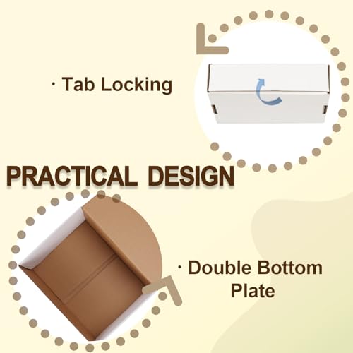 Image of WIFTREY 30 Pack Assorted Sizes Shipping Boxes, 10X7X5 & 9X6X4 & 8X6X4 Small shipping box White, 10 PCS Each Corrugated Cardboard Box for Packaging Small Business, Mailing
