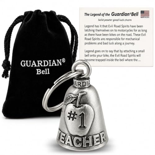Guardian Bell #1 Teacher Good Luck Bell w/Keyring & Black Velvet Gift Bag | Motorcycle Bell | Lead-Free Pewter | Good Luck Gift to Friends & Family | Bike Bell | Made in USA