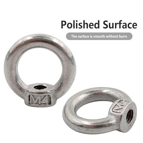 Image of 10PCS M4 Lifting Eye Nut, Stainless Steel Lifting Eye Threaded Nut Fastener, Hardware Ring Shaped Eye Bolt, 19mm /0.74inch OD