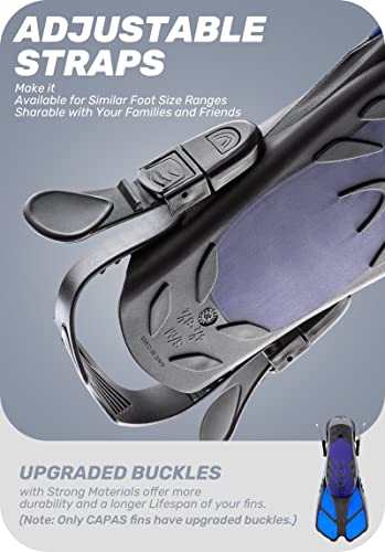 Capas Snorkel Fins, Swim Fins Travel Size Short Adjustable For Snorkeling Diving Adult Men Women Kids Open Heel Swimming Flippers #TOP3