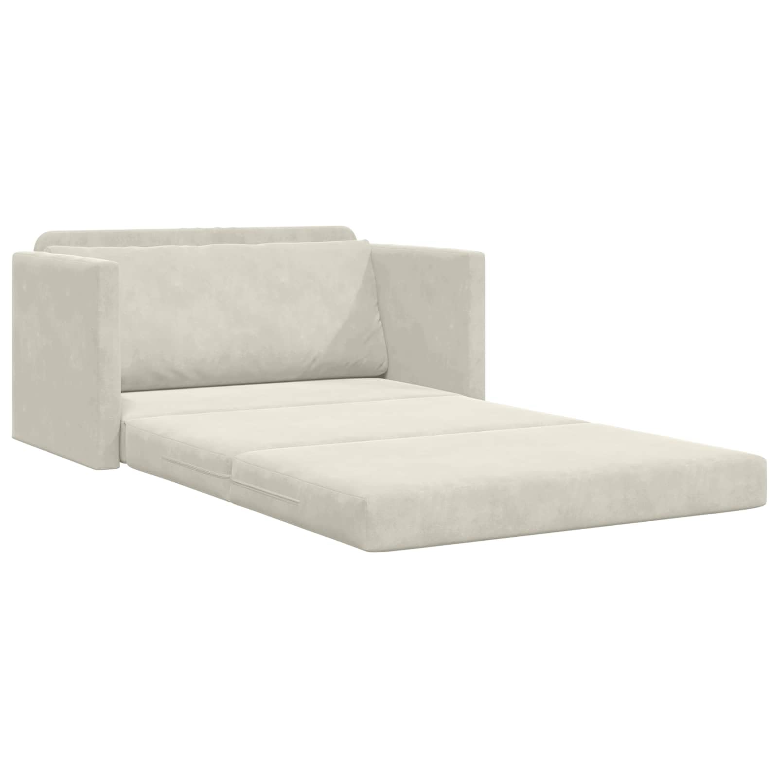 Sofa z funkcją spania i tapicerką, kremowa, 124 x 71 x 78 cm, z funkcją spania i tapicerką, rozkładana sofa do salonu, z wytrzymałą metalową ramą, idealna jako funkcja relaksu i leżanka