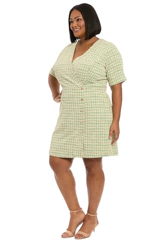 London Times Women's Surplice Faux Wrap Ss Dress2