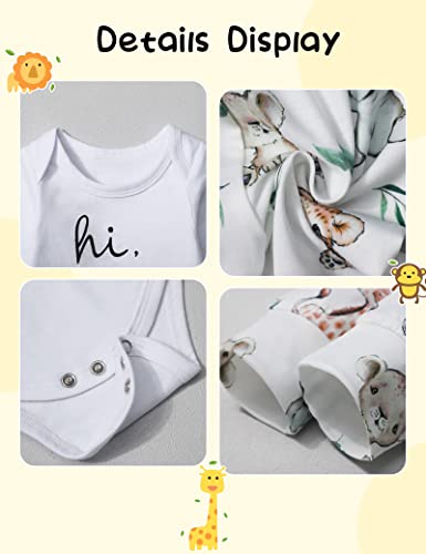 Wiqi Baby Boy Clothes 0-3 Months Long Sleeves Romper + White Trousers + Hat 3Pcs Clothing Set #TOP3