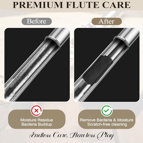 image for xaziudi Flute Cleaning Kit with 2 Rods & 5pcs Flute Cleaning Cloth for