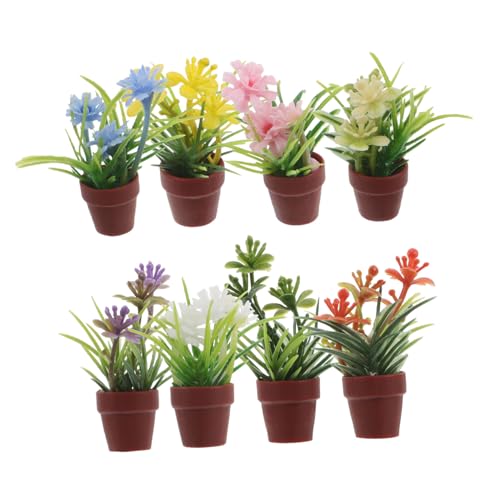 BESPORTBLE 8 Pièces Mini Plantes Artificielles Pot Décoratives pour Maison de Poupée Simulation Fausse Fleur et Bonsai Miniature pour Jardin Bureau et Terrarium