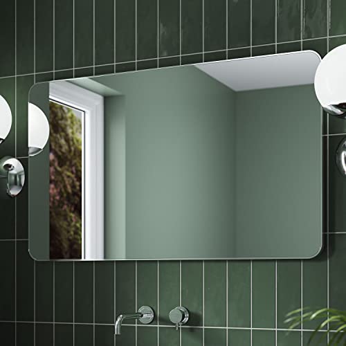 Image of Pebble Grey Chrome Bathroom Mirror 1000x600mm - Jett Rotatable Bathroom Wall Mirror, Aluminium Framed Wall Mounted Vanity Bedroom Mirrors, Rectangular Mirrors for Bedroom, Living Room, and Hallways
