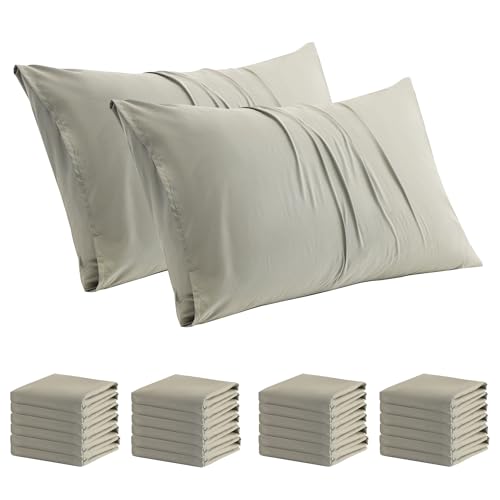 ZPECC Pillow Cases Bulk 24 Pack - Standard Pillowcases with Envelope Closure, Soft Brushed Microfiber Pillow Cover for Hotel Airb&bs Hospital Bedding Essential, Off-White