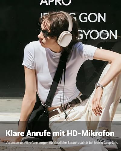 Wentronic Y01 Noise-Cancelling-Kopfhörer, Kabellose Over-Ear-Kopfhörer, Bluetooth 5.3, Hi-Res Sound, 48h Wiedergabe, faltbar, mit Mikrofon für iOS/Android/PC – Sternenlicht