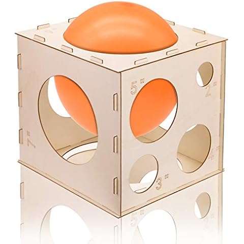 Fireboomoon 9 Holes Collapsible Wood Balloon Sizer Cube Box from 2" to 10",Balloon Measurement Tool for Birthday,Wedding,Party,Balloon Decorations,Balloon Arches,Balloon Columns (12" x 12" x 12") Cover