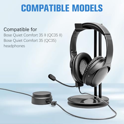CLANMOU Universal Detachable Boom Mic for Bose QuietComfort 35 II(QC35 II) & Quiet Comfort 35(QC35) Headphones – Compatible with PS5, PS4, Xbox One & PC (Built-in Mute Switch)