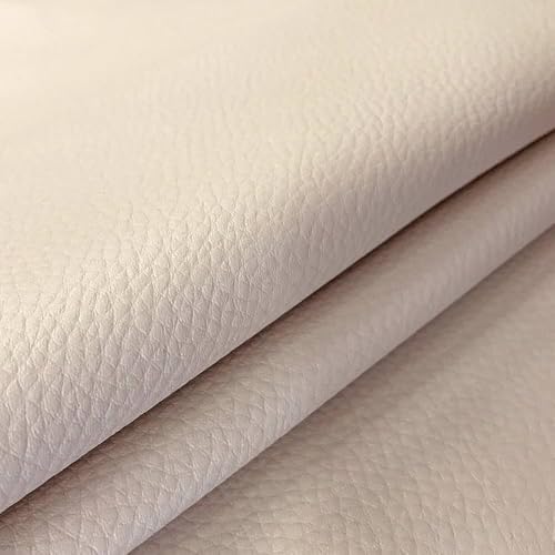 Tela de Polipiel para Tapizar 140CM Ancho. Piel Sintética Suave para Muebles, Hogar, Accesorios, Manualidades, Confección, Cuero Sintético.100% España. (Beige, 50 Centímetros)