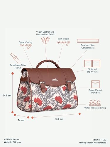 Image of ZOUK Heritage Satchel Bag - Gwalior Weaves | Jute | Vegan Leather Handcrafted With Detachable Sling Strap