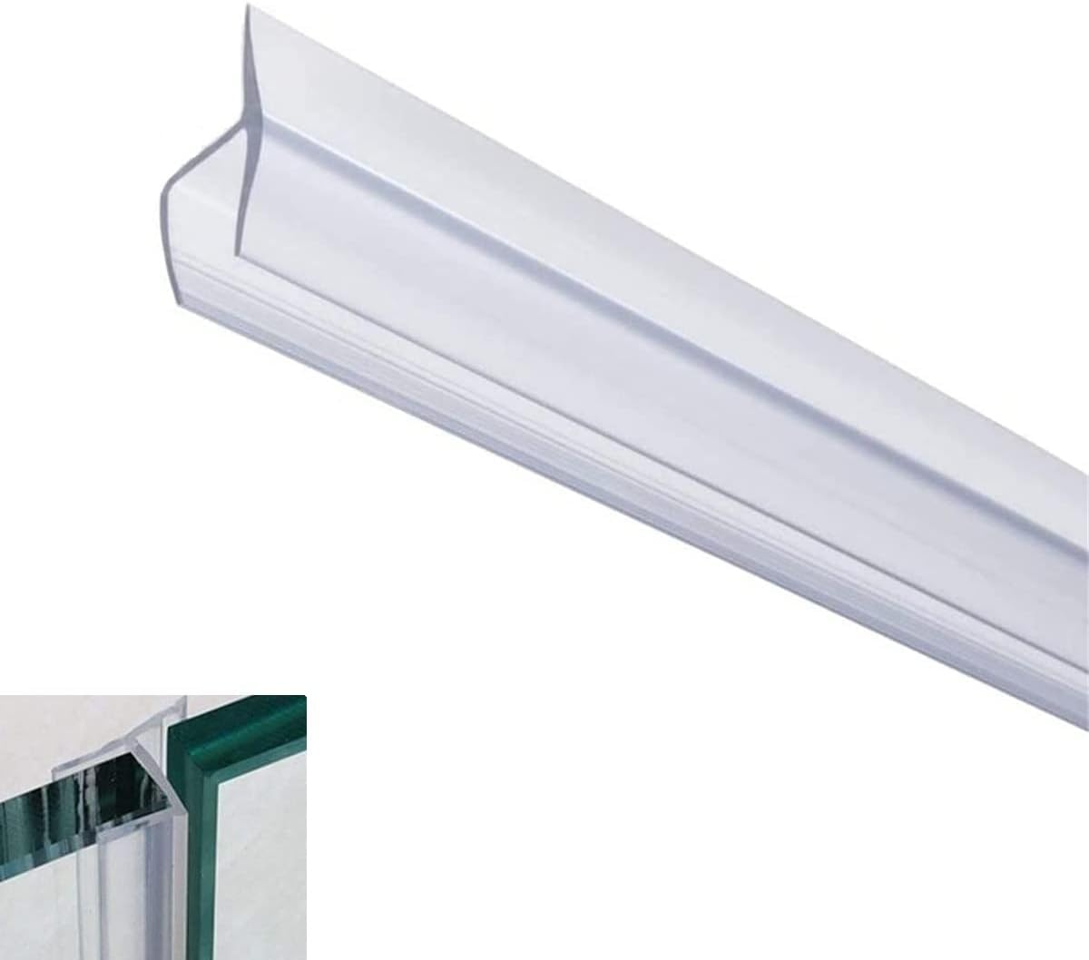 Shower Screen Seal Strip,Shower Screen Seal Strip Curved Door for 6-12mm Shower Screen Seal Strip Replacement,Straight Curved Glass Bath Shower Door Seal, Soft Silicone Material (12 mm,h Type 100cm)