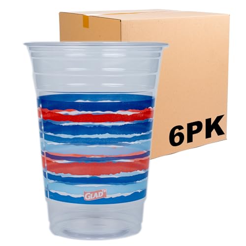 Glad Everyday Clear Plastic Cups, Red White and Blue, 18 Oz, 20 Count, 6-Pk - image 1