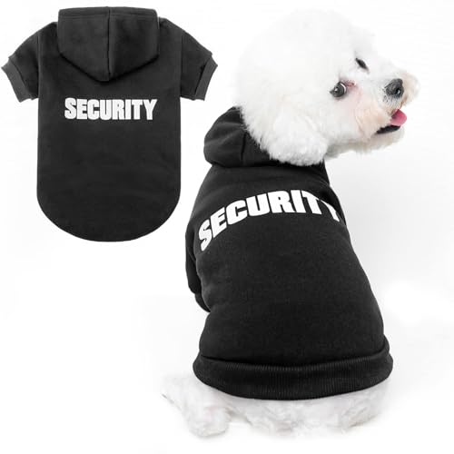 BINGPET Security Dog Hoodies Puppy Sweater Cold Weather Dog Coats Soft Brushed Fleece Pet Clothes Hooded Sweatshirt for Dog Cat