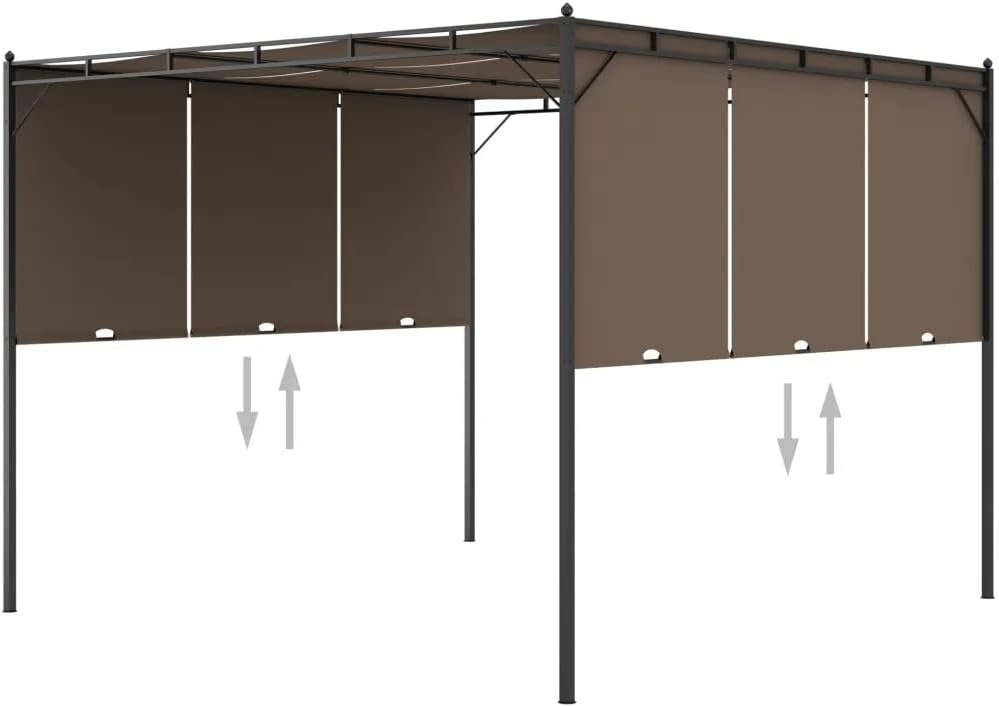 Garden Gazebo with Side Curtain 9.8'x9.8'x7.4' Taupe