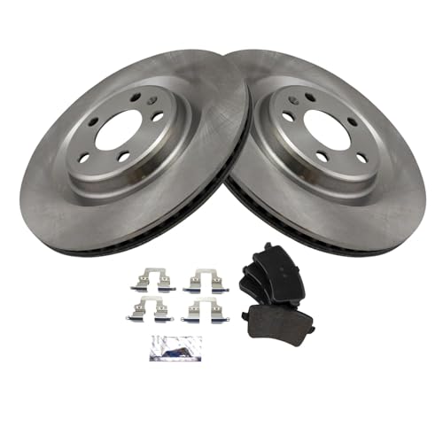 Image of TRQ Rear Brake Pad and Rotor Set Semi Metallic Compatible with 2013-2016 Audi Q5 2010-2016 S4 2010-2017 S5 2014-2017 SQ5