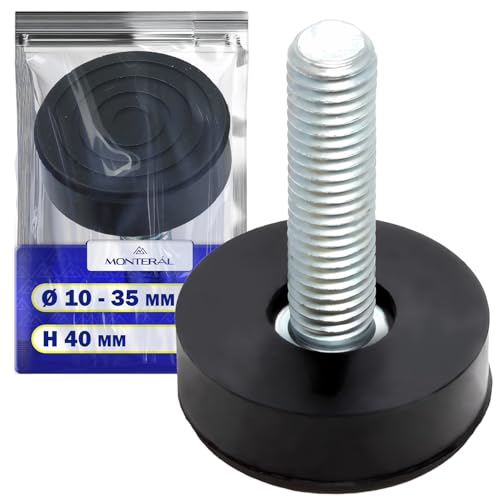 MONTERAL Pie de Goma para Lavadora Diámetro Base Ø 35 mm Altura 40 mm Rosca Ø 10 mm
