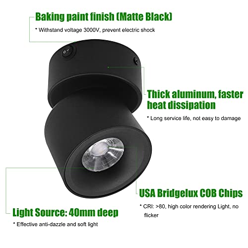 Homdec 2 Pack 12V Rv Led Cob Ceiling Spotlight Downlight With Switch, Surface Mounted 360° Adjustable Dimmable Rv Wall Light Accent Lamp, 12 Volt Rv Reading Lamp For Boat Camper Truck Trailer Caravan #TOP5