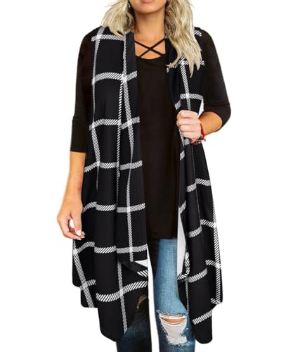 CARCOS Plus Size Cardigan for Women Solid Color/Star/Plaid/Striped Open Front Tops XL-5XL