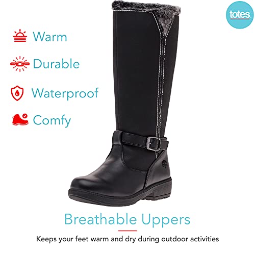 Totes Women's Esther Insulated Waterproof Knee High Snow Winter Boots With Zipper, Black, 10 #TOP2