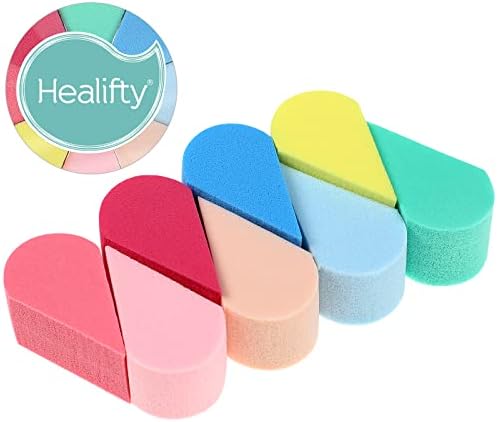 Healifty 8pcs Face Paint Sponges Soft Dual Use Petal Shape Reusable Facial Pads for Makeup & Cleaning