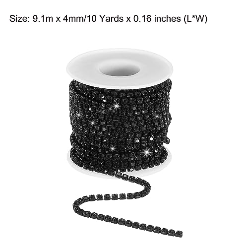 Cadena de diamantes de imitación de cristal de 4 mm negra para manualidades DIY 3