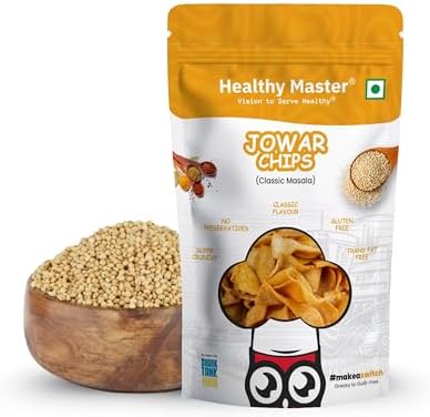 Healthy Master Jowar Chips 200g | Millet Chips Light & Crispy Chips, high protein | Natural ingredients, Vegan, Gluten Free, No Palm Oil, No Artificial Preservatives, Trans Fat Free, Low Calorie