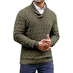 Men's Shawl Collar Pullover Sweater Casual Cable Knit Button Sweaters Tops for Winter (S-5XL)