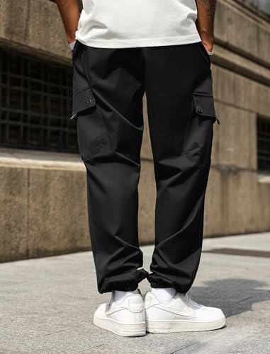 ZAFUL Mens Baggy Cargo Pants with Zipper Pockets Drawstring Tapered Jogging Pants for Workout, Jogging, Running3
