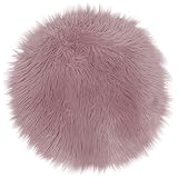 PURE LABEL Schaffell Lammfell Kunstfell Sitzkissen – Moderne Wohnzimmer Deko - Schlafzimmer Deko für das Sofa, den Stuhl oder als Tischdeko in Rosa - 40cm Rund
