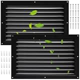 2 Pcs Attic Vent 8' X 12' Metal Shed Vents Louver Vent Grille Gable Vents with Screen Mesh for Indoor Outdoor Garage Attic Ceiling, Boost Ventilation and Guard Against Moisture (Black)