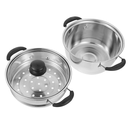 Hemobllo Stainless Steel Induction Cooker Stockpot Dual-layer Steamer for Soup Milk and More High-temperature Resistant and Rustproof for Home Cooking