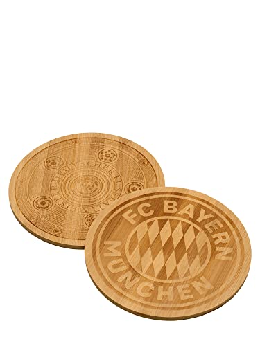 FC Bayern München Brotzeitbrettchen | Frühstücksbrett | Rekordmeister | 2er-Set | Beige