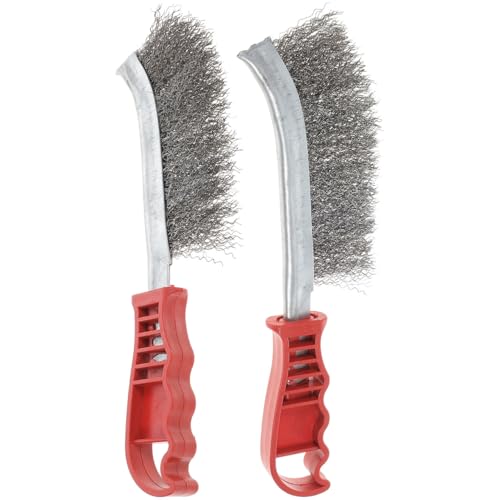 Cepillos de alambre de acero inoxidable jojofuny en juego de 4 piezas con mango plástico