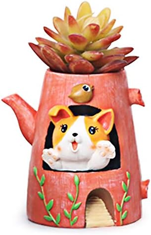 CindyZzz Succulent Plant Pot Vintage Watering Kettle Shaped Planting Pots Small Flower Containers Vase for Indoor Desktop Decorations