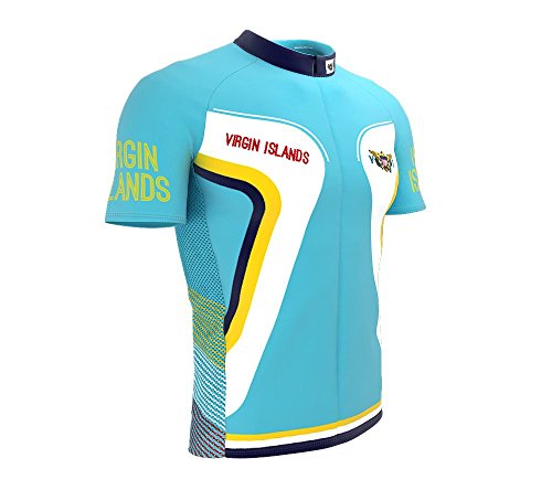 ScudoPro Virgin Islands - US Full Zipper Bike Short Sleeve Cycling Jersey for Men - Size XL Multicolored
