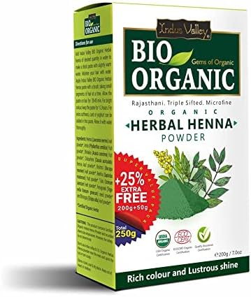 INDUS VALLEY Bio Organic Herbal Henna Powder (200g+50g) - Green