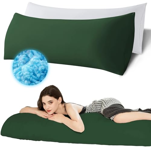 Ubauba Memory Foam Body Pillow with Cover, Full Large Body Pillows Insert for Adults with Envelope Closure Pillowcase, Firm & Fluffy Long Bed Pillows for Sleeping (20x54 inch, Green)